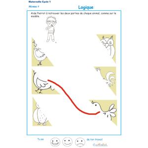 Exercice de logique : puzzle 9 assembler deux parties d'une image