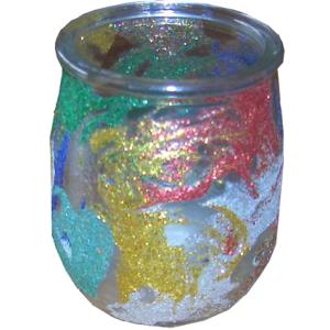 Explications pour fabriquer un pot bougie paillettes