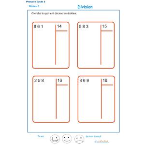 Calculer le quotient décimal au dizième d'une division : exercice 4 