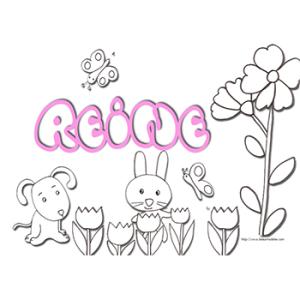 Coloriage prénom Reine