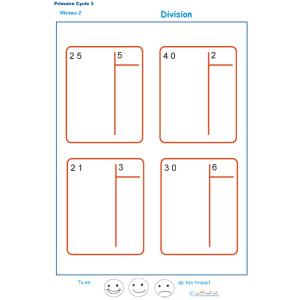 divisions sans reste  bas&eacute;es sur les tables de multiplication exercice 1 
