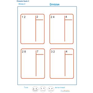 divisions sans reste  bas&eacute;es sur les tables de multiplication exercice4 