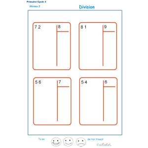 divisions sans reste  bas&eacute;es sur les tables de multiplication exercice 6