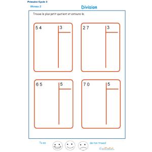 divisions sans reste  bas&eacute;es sur les tables de multiplication exercice 8 