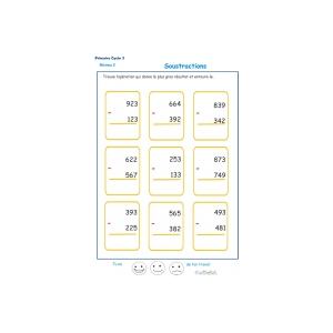 Exercices de soustractions pour les enfants du cycle 3 primaire : CE2 - CM1 - CM2