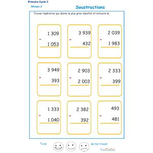 Imprimer des soustractions cycle 3 niveau 2 exercice 2