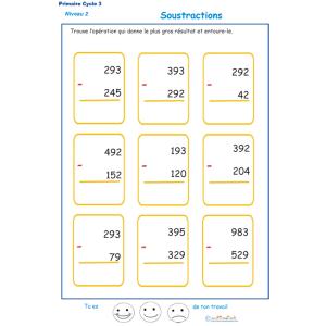 Imprimer des soustractions cycle 3 niveau 2 exercice 3