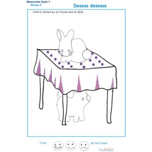 Imprimer l'exercice 2  dessus - dessous - niveau 2