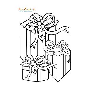 Coloriage de cadeaux en tas