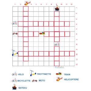 Mots croisés sur les véhicules grille 1 maternelle à imprimer