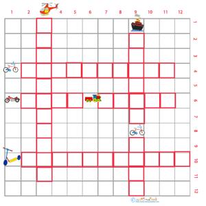  Mots croisés sur les véhicules grille 1 pour le primaire cycle 2