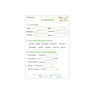 Exercice vocabulaire mots dérivés