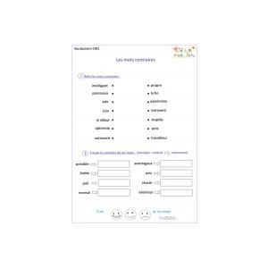 Vocabulaire : exercices de soutien scolaire pour les enfants en CM1 