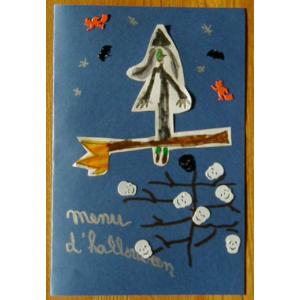 Menu d'Halloween décoré d'un dessin