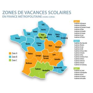 Retrouvez les zones des vacances scolaires et découvrez si votre département est classé A, B ou C. Ainsi, vous pourrez connaître les vacances de vos enfants.