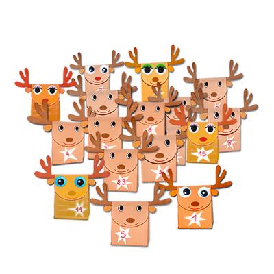 ?Un calendrier de l'Avent avec des rennes de Noël en sac Kraft ?