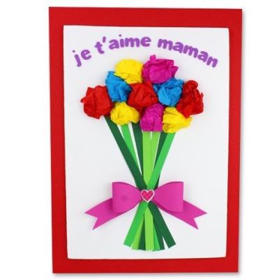 Une belle carte avec un enorme bouquet de fleurs à offrir comme carte de saint valentin à une personne qui l'on aime. Cette activité est adaptée à tous les ages, il ne restera plus qu'à écrire un joli
