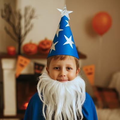 Chapeau de sorcier bleu aux étoiles