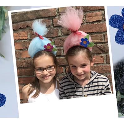 activité enfants pour bricoler une coiffure Trolls en tulle et papier