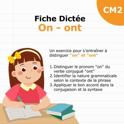 Dictée CM2 sur “on” et “ont” : les détectives du parc fiche à imprimer