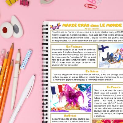 Téléchargez gratuitement une lecture documentaire sur Mardi Gras pour les enfants de CE1, CE1