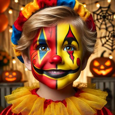 Maquillage de clown bicolore