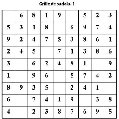 Sudoku de niveau 2 pour les enfants de primaire : grille 1