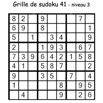 Sudoku enfant niveau 2 du primaire grille 41