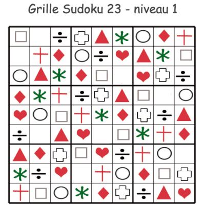 Sudoku grille 23 - Sudoku Maternelle . Sudoku pour la maternelle. cette grille de sudoku est à compléter en collant les visuels de fruits et légumes. Grille de sudoku 20 à compléter en collant les vig