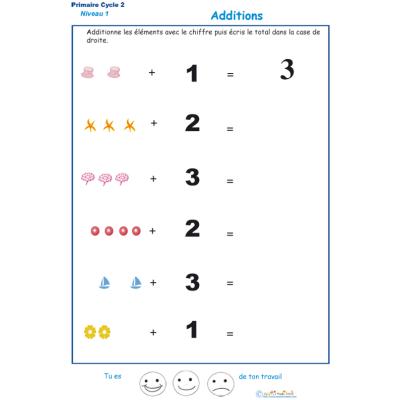 Imprimer la fiche d'additions visuelles  - exercice 6 - Tête à modeler