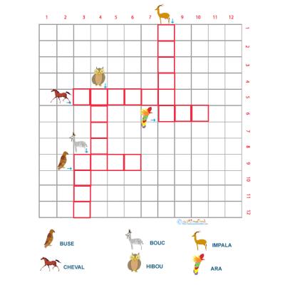 Grille de mots croisés sur les animaux grille 5 