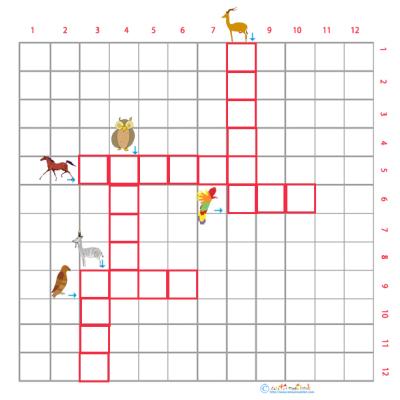 Imprimer la grille de mots croisés sur les animaux grille 5 pour le primaire cycle 2