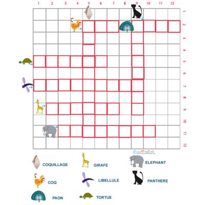 Grille de mots croisés sur les animaux grille 7 