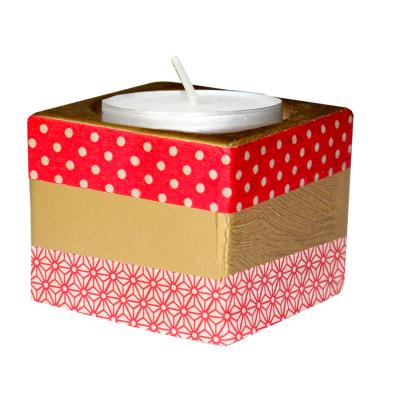 Bougeoir en céramique blanche et masking tape