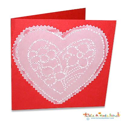 Carte coeur en piquage pour maman