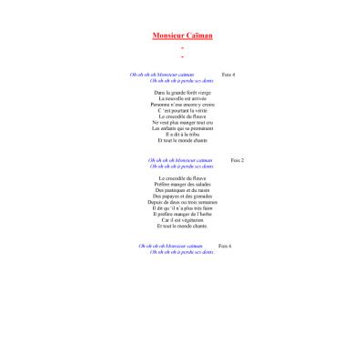chanson -   Monsieur caïman