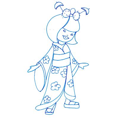 coloriage de fille asiatique