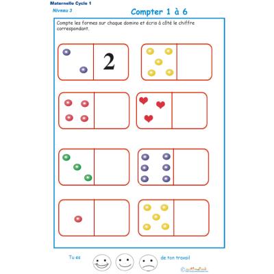 Imprimer l' Exercice 3 pour compter les formes sur des dominos Maternelle GS