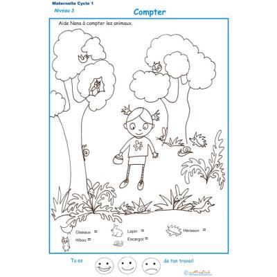 Imprimer la fiche pour compter les animaux maternelle niveau 3