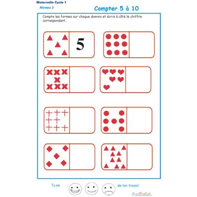 Exercice 2 pour compter les formes sur des dominos Maternelle GS