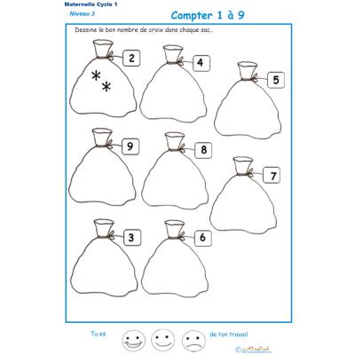 Exercice 3 dessine le nombre de croix indiqu&eacute; sur l'&eacute;tiquette GS maternelle 