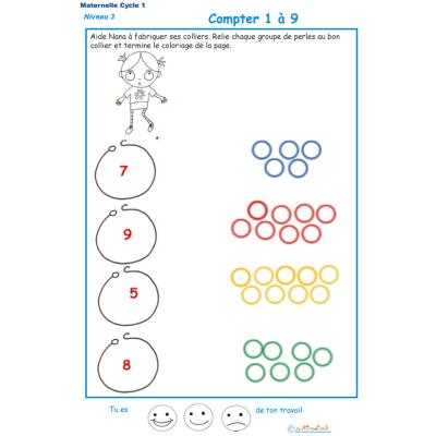 Imprimer l'Exercice 2 pour compter les perles du collier maternelle niveau 3