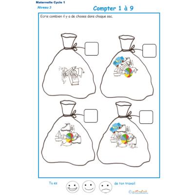 Imprimer la fiche pour compter des objets Exercice 2 maternelle niveau 3