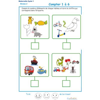 Imprimer l' Exercice 9 de l'ardoise pour apprendre &agrave; compter les animaux et objets divers 