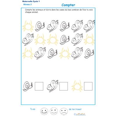 Imprimer l'Exercice 3 pour apprendre à compter maternelle niveau 3 