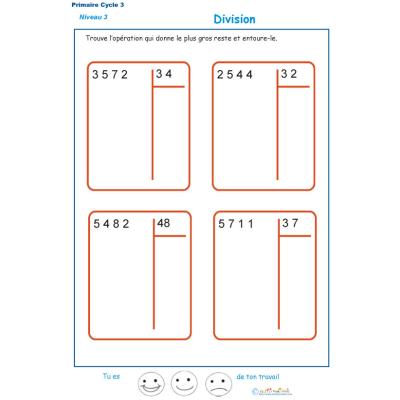 Divisions à deux chiffres - division euclidienne exercice 5 
