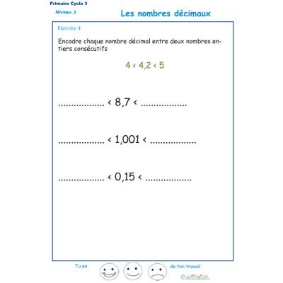 Nombres décimaux Exercice 4 CM1 - CM2 