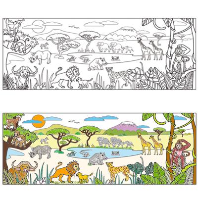 Coloriage d'une fresque savane africaine