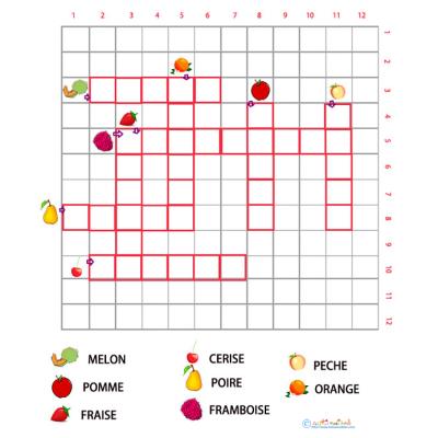 Imprimer une grille de mots croisés fruits maternelle grille 2