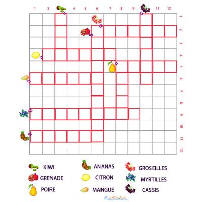 Imprimer une grille de mots croisés fruits 3 maternelle grille 3